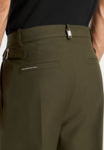 Pierre - Twin Pleat Tailored Trousers - Olive