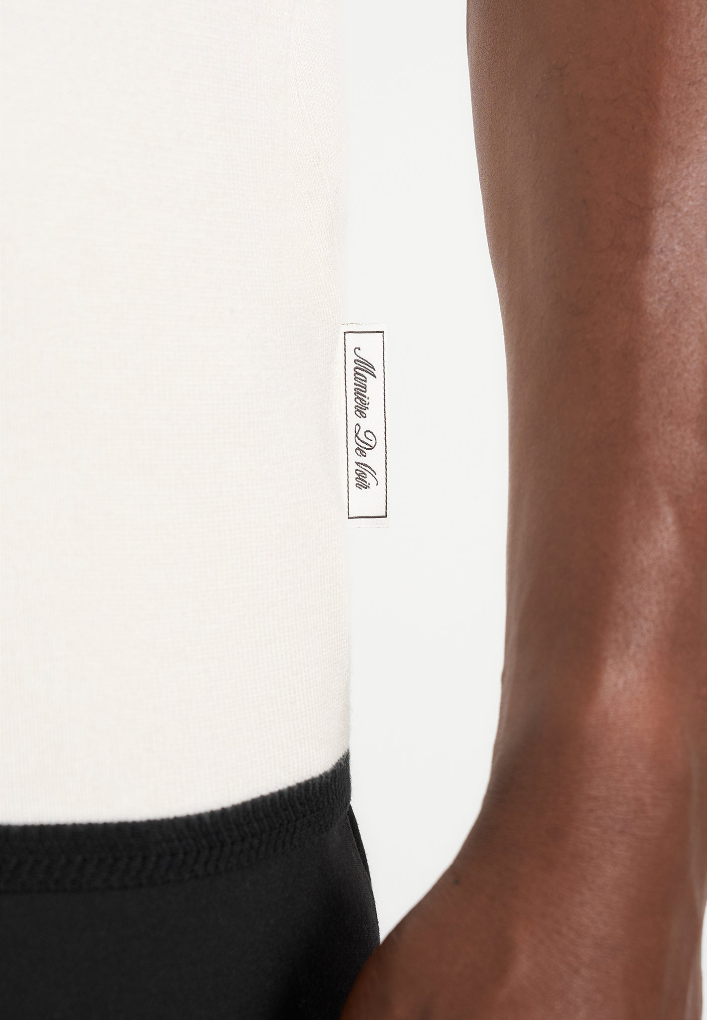 Lambert - Contrast Detail Knit Polo Shirt - Cream