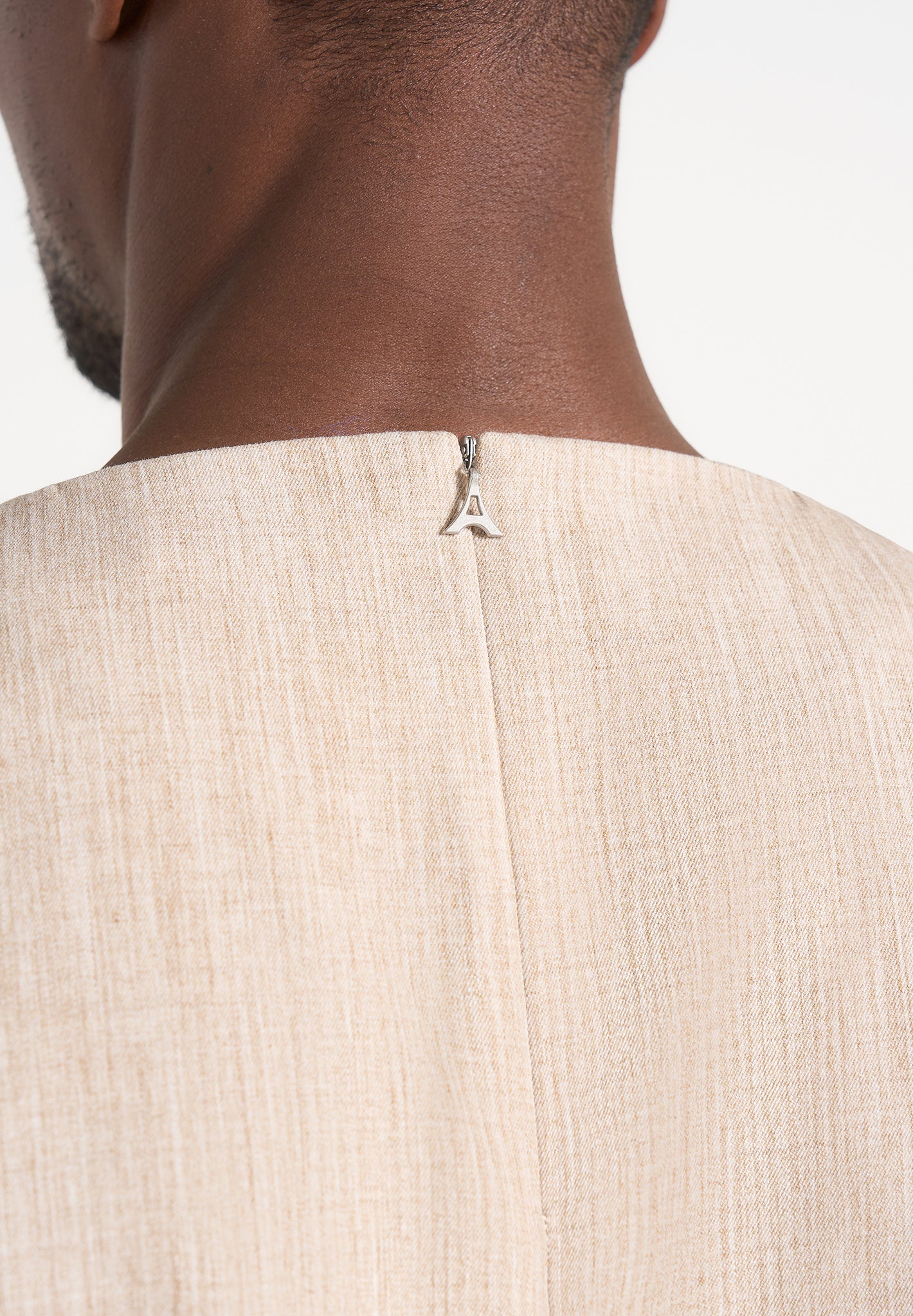 Leon - Boxy Cropped Hatched T-Shirt - Beige