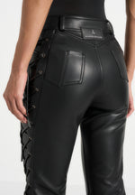 Ambre - Leather Lace Up Flared Trousers - Black