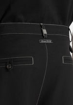 Marceau - Contrast Stitch Barrel Leg Trousers - Black