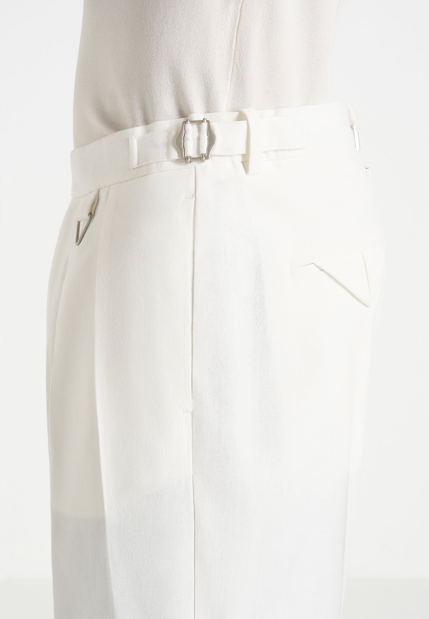 Pierre - Twin Pleat Linen Trousers - White