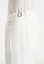 Pierre - Twin Pleat Linen Trousers - White