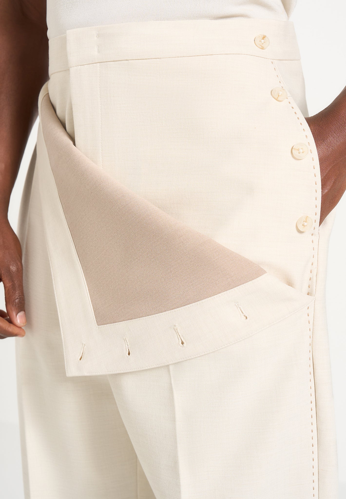 Henri - Foldover Trousers - Cream