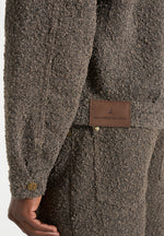 Damien - Boucle Denim Jacket With Back Pleat - Brown