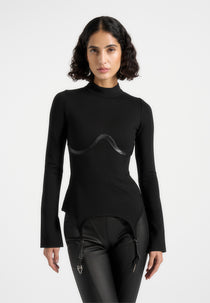 Suspender Detail Top - Black