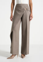 Béryl - Wrap Tailored Trousers With Hardware Detail - Taupe
