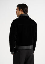 Tony - Velvet & Leather Contrast Jacket - Black
