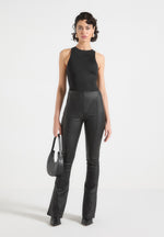wax-effect-fit-and-flare-leggings-black