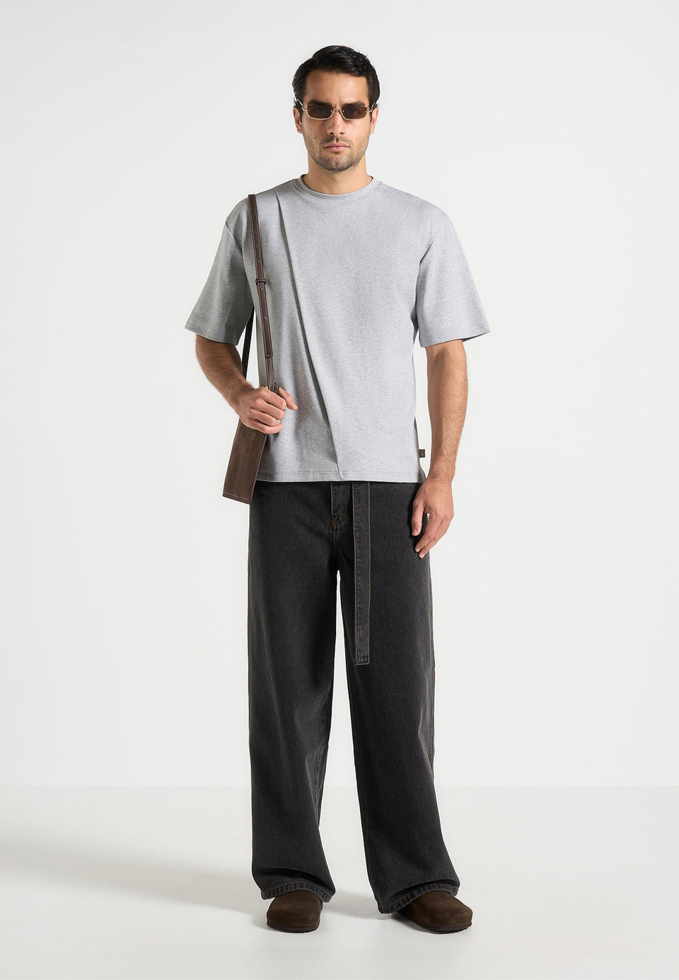 hugo-relaxed-fit-cotton-t-shirt-with-pleat-grey