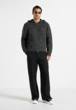 Billie - Unisex Brushed Wool Zip Hoodie - Grey