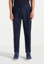 Hubert - Slim Fit Tailored Trousers - Navy