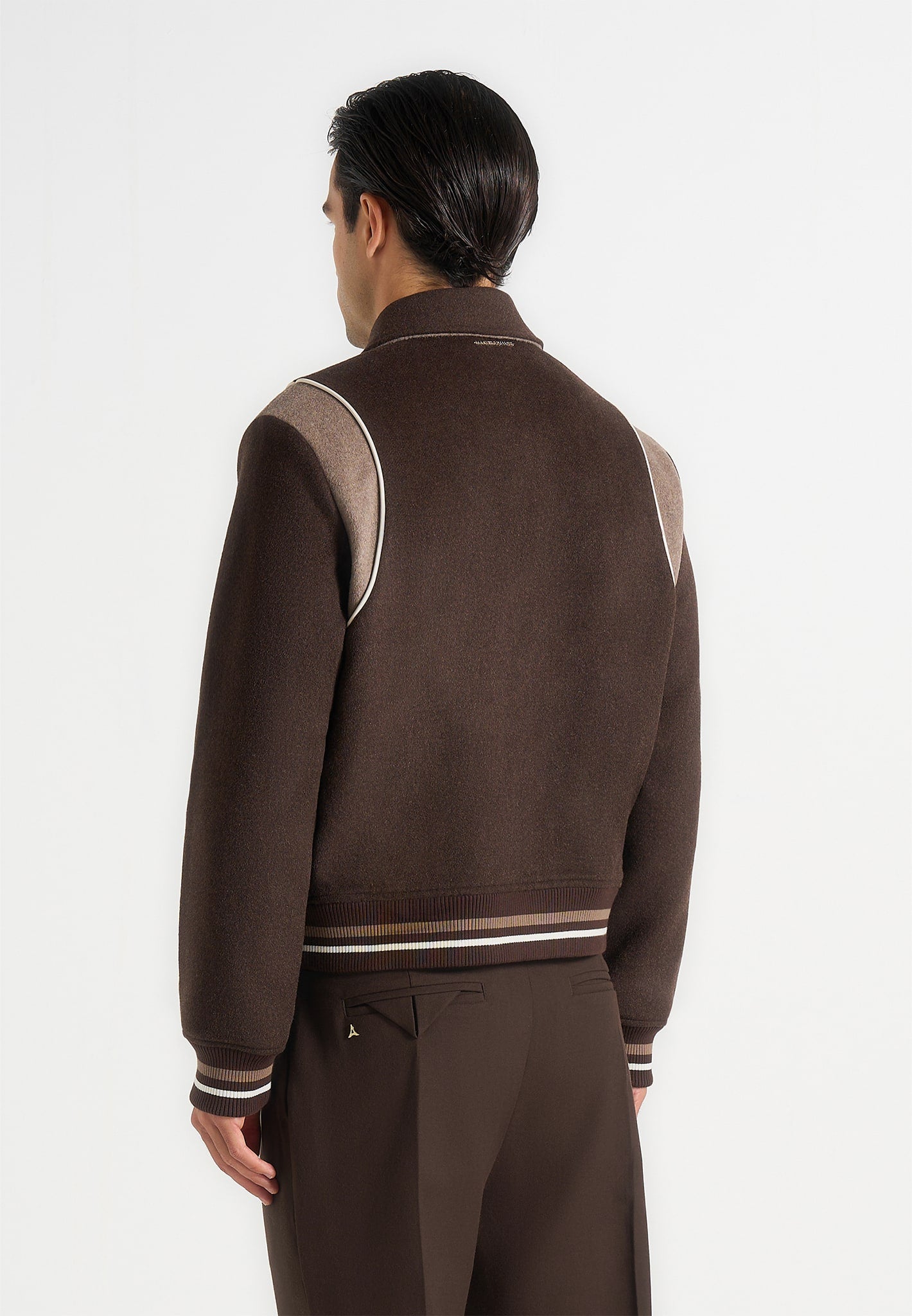 Nico - Contrast Wool Varsity Jacket - Brown