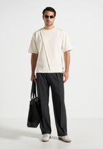 Hugo - Relaxed Fit T-Shirt With Pleat - Cream