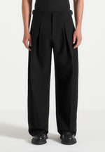 Lior - Box Pleat Wide Leg Trousers - Black