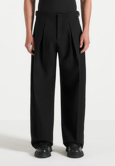 Lior - Box Pleat Wide Leg Trousers - Black