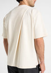 Hugo - Relaxed Fit T-Shirt With Pleat - Cream