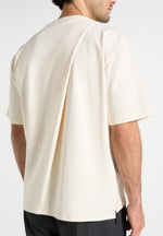 Hugo - Relaxed Fit T-Shirt With Pleat - Cream