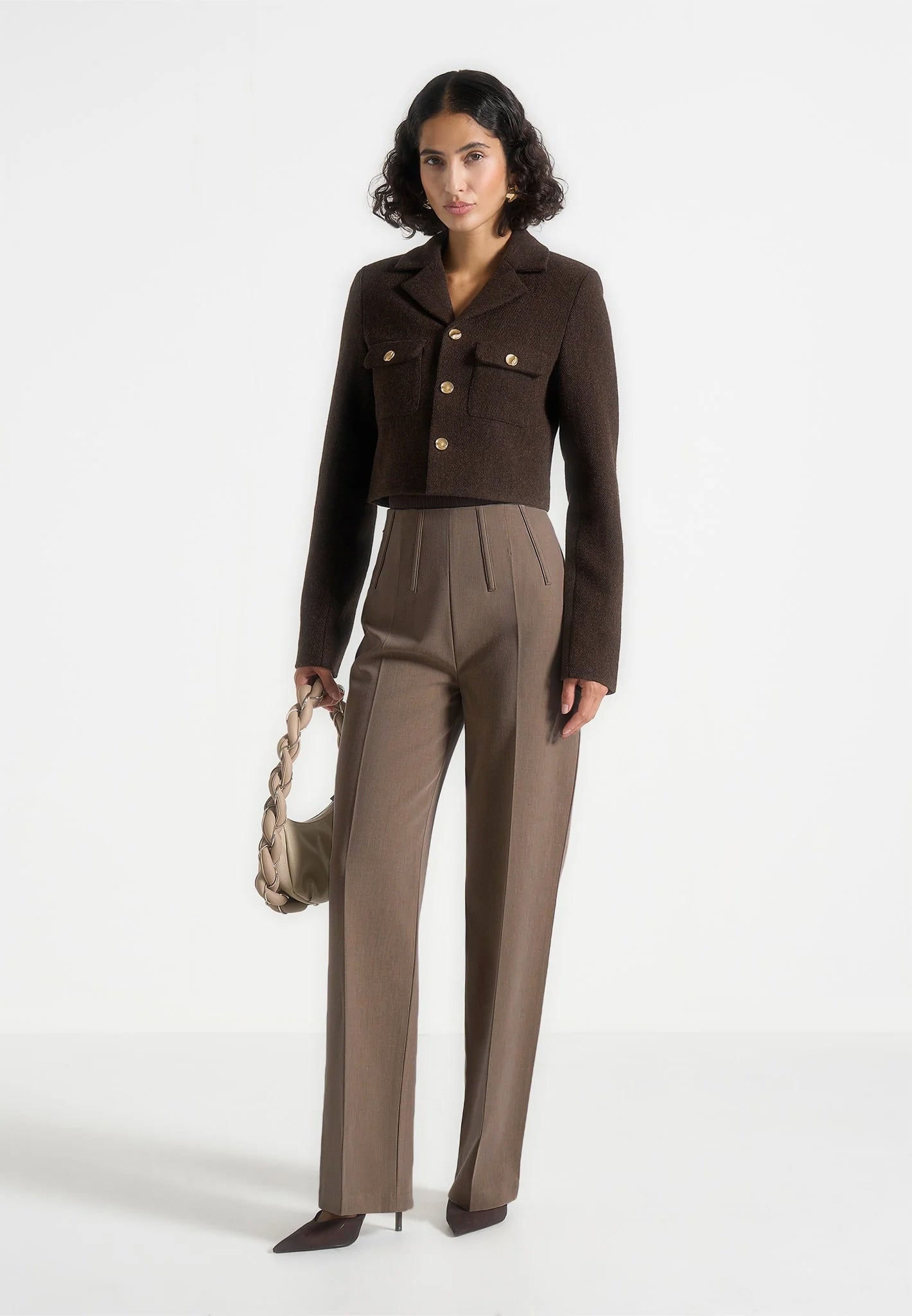 Daphina - Tailored Wool Jacket - Brown 