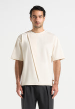 Hugo - Relaxed Fit T-Shirt With Pleat - Cream