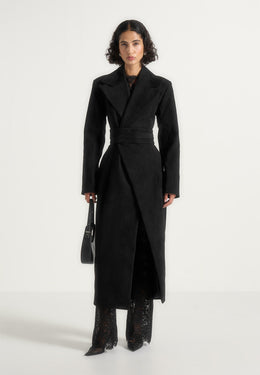 esma-suede-asymmetric-coat-with-cinch-belt-black