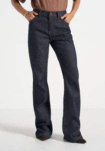 Abbie - Stacked Fit And Flare Jeans - Indigo