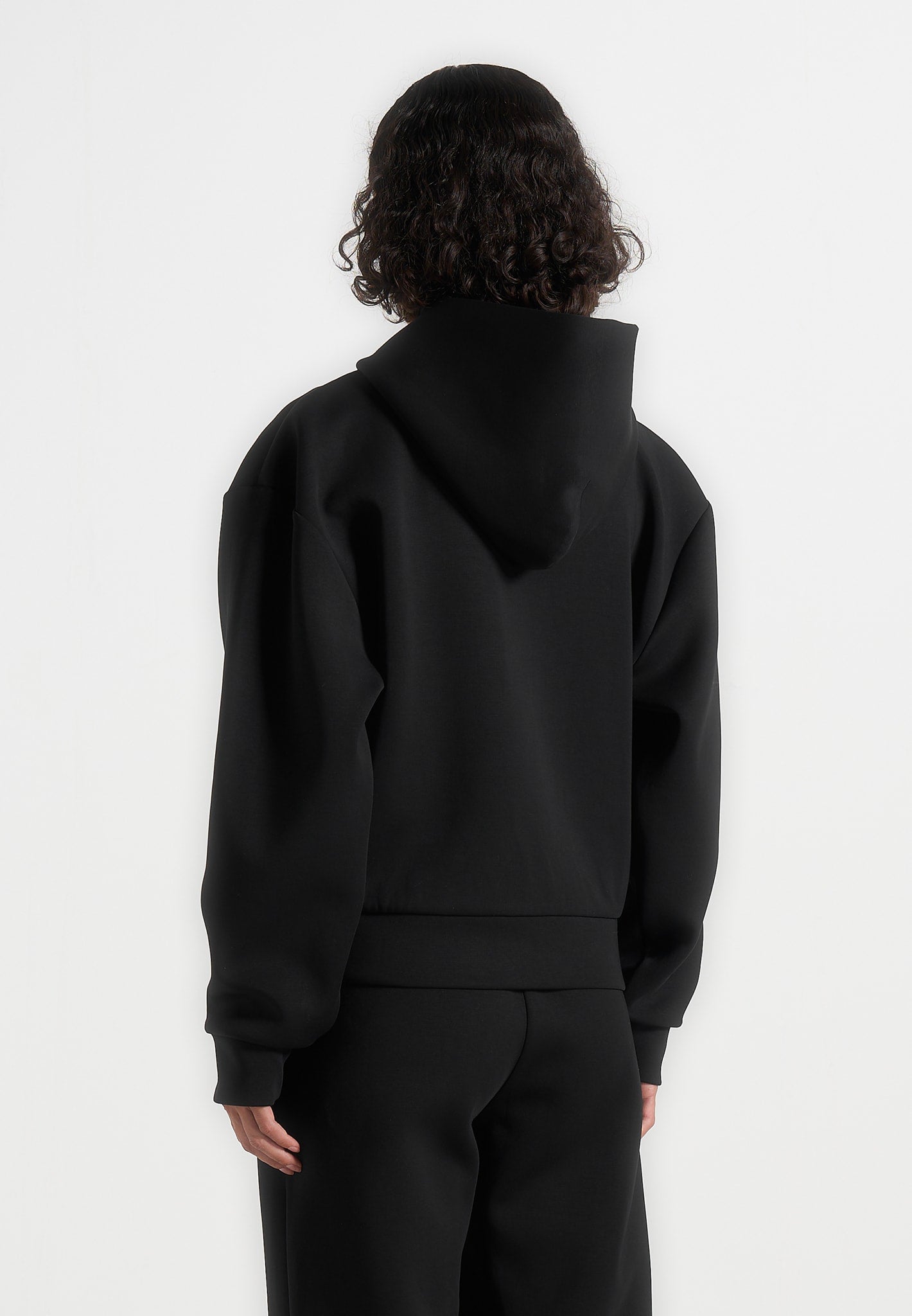 Ray - Unisex Neoprene Cropped Zip Hoodie - Black