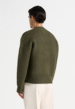 Chad - V-Neck Wool Knit Jumper - Olive