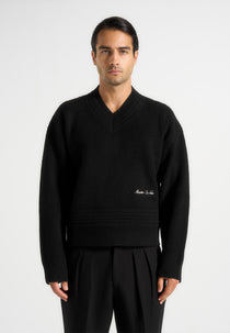 Remi - V-Neck Signature Knit Jumper - Black