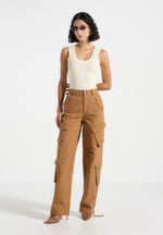 high-waisted-cargo-pants-tan