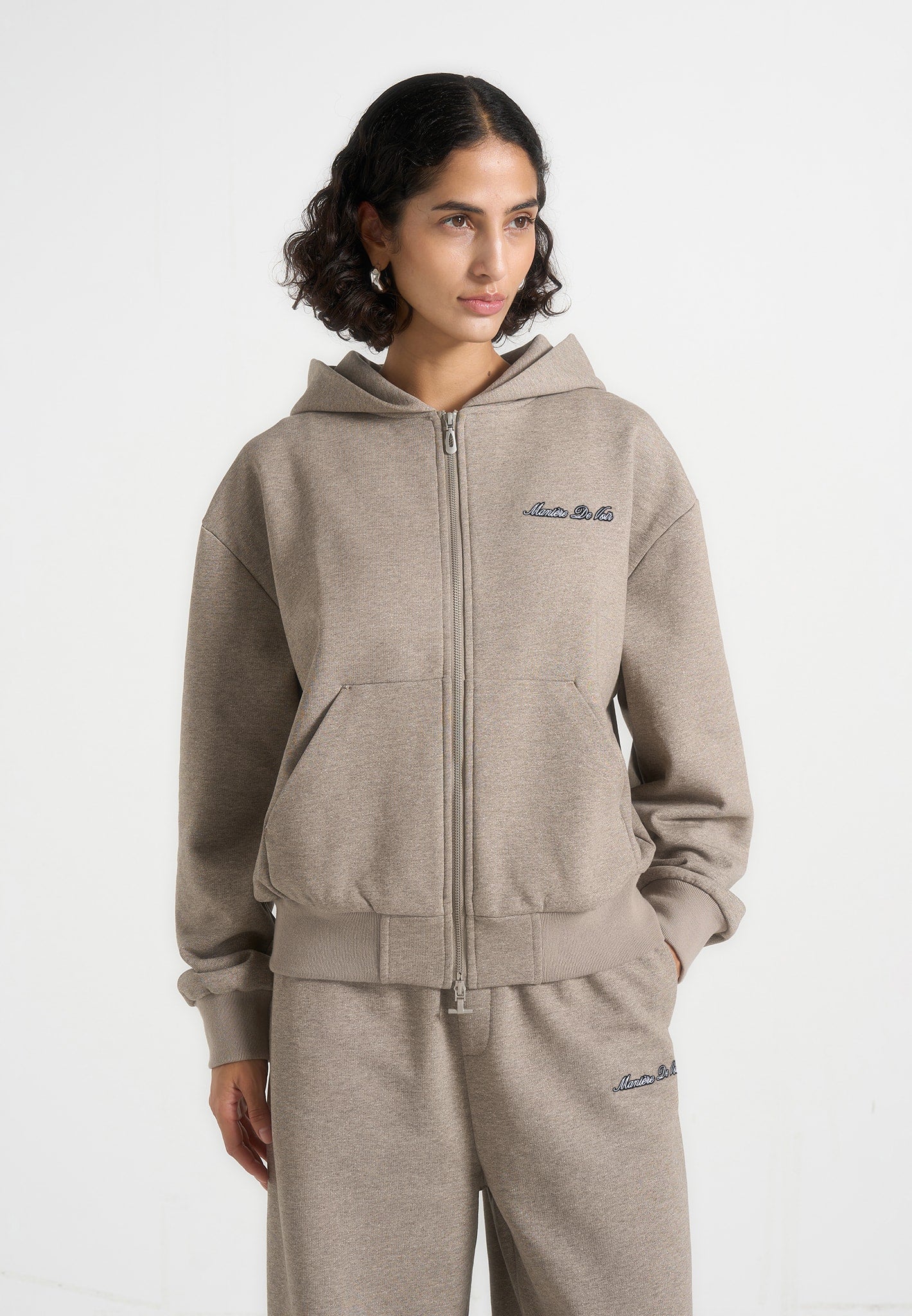 Zia - Unisex Signature Relaxed Fit Zip Hoodie - Taupe 