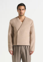 Loris - Kimono Minimal Wool Jacket - Beige