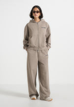 JS002 - Unisex Signature Relaxed Fit Zip Hoodie - Taupe