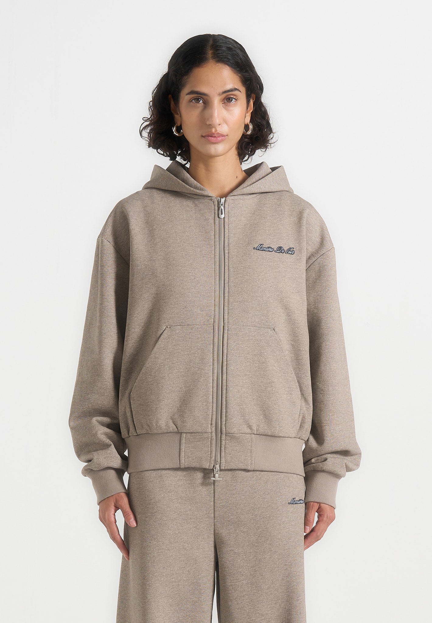 JS002 - Unisex Signature Relaxed Fit Zip Hoodie - Taupe