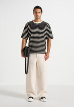 Riley - Unisex Striped Relaxed Fit Cotton T-Shirt - Black/Cream