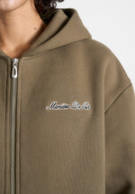 Zia - Unisex Signature Relaxed Fit Zip Hoodie - Olive