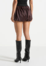 Zoe - Satin Balloon Shorts - Espresso/Black