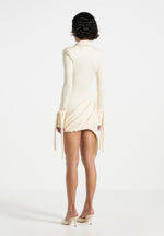 Diane - Draped Asymmetric Mini Dress - Buttercream