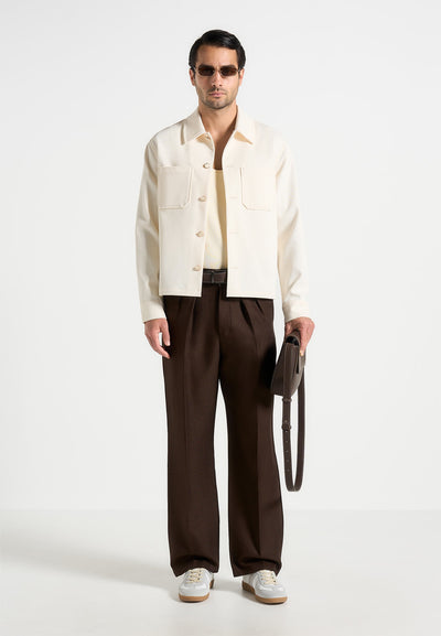 Benoit - Twill Pocket Cropped Shirt - Cream