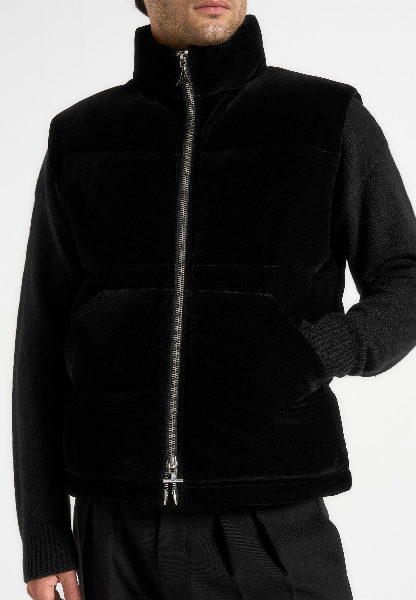 Manu - Velvet Puffer Gilet - Black 