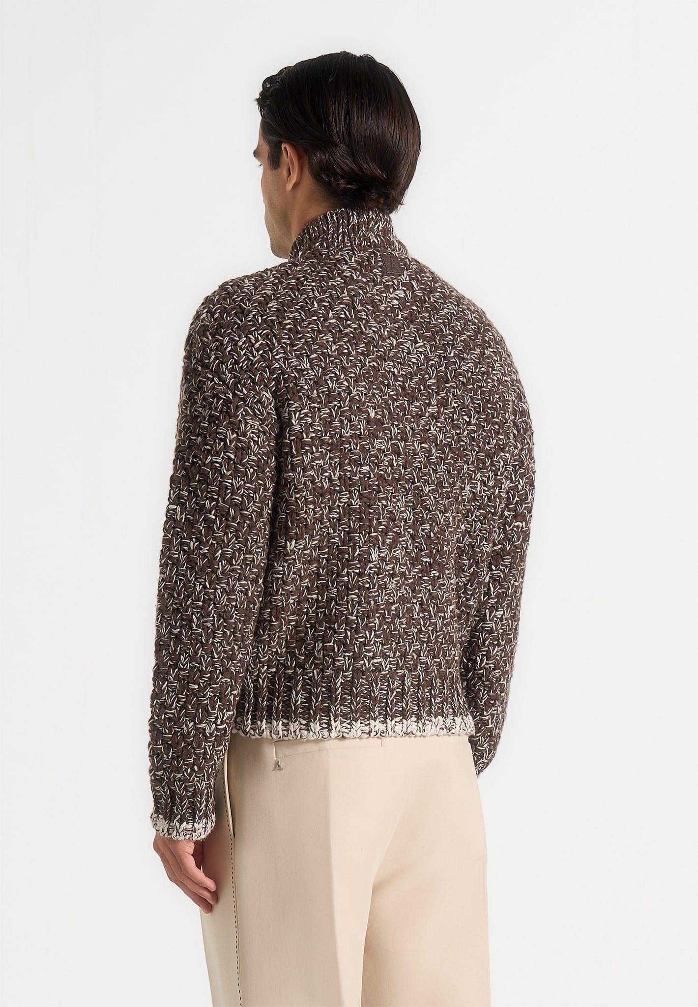 Darel - Speckled Knit Bomber Jacket - Brown