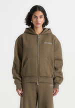Zia - Unisex Signature Relaxed Fit Zip Hoodie - Olive