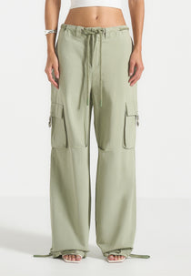 Rosa - Ripstop Parachute Cargo Pants - Sage