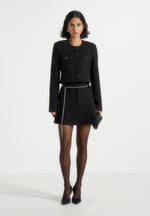 Édith - Tweed Pleated Skort With Chain - Black
