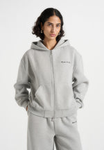 JS002 - Unisex Signature Relaxed Fit Zip Hoodie - Marl Grey