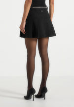Édith - Tweed Pleated Skort With Chain - Black