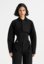 Elya - Suede Super Cropped Jacket - Black