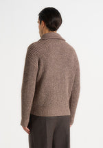 Jamie - Unisex Speckled Wool Zip Through Jacket - Taupe