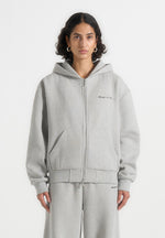 JS002 - Unisex Signature Relaxed Fit Zip Hoodie - Marl Grey