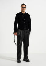 Nassim - Velvet Jacket With Contrast Piping - Black